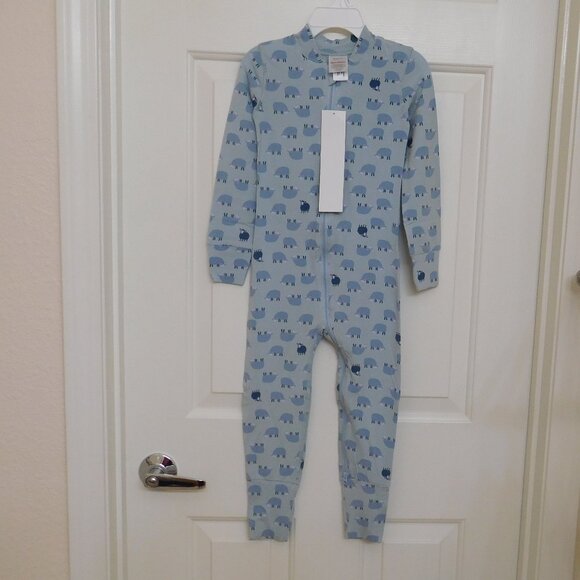 NWT Hanna Andersson Blue Pink Sheep Print 2 Way Sleeper Pajamas sz 3t - Picture 1 of 2